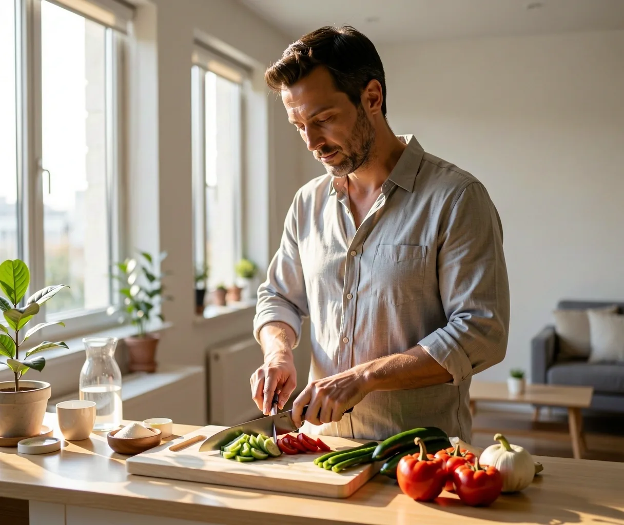 Professional man in a minimalist architectural space